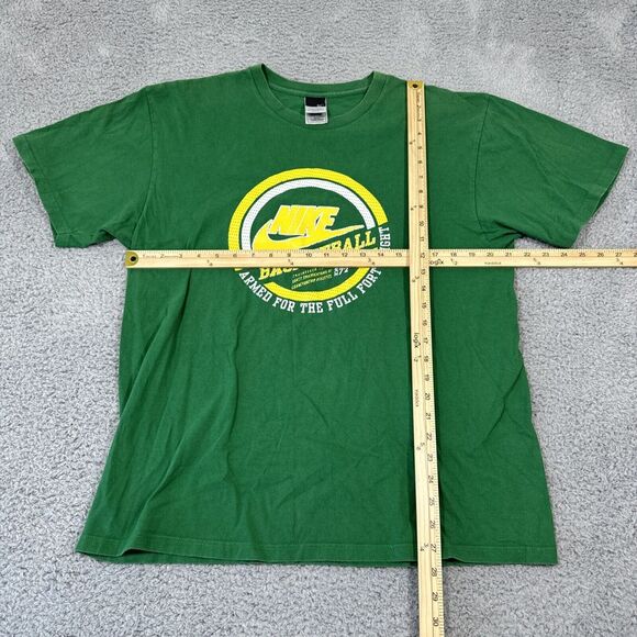 Vintage Y2K Nike Basketball Logo T-Shirt Green Yellow Men's Large - Picture 4 of 7